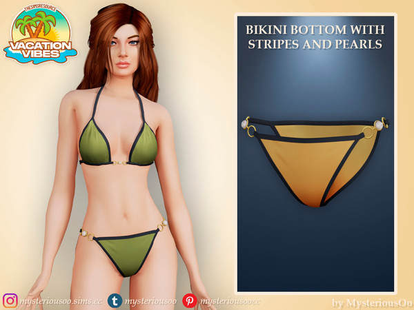 Sims 4 — Vacation Vibes - Bikini bottom with stripes and pearls by MysteriousOo — Bikini bottom with stripes and pearls
