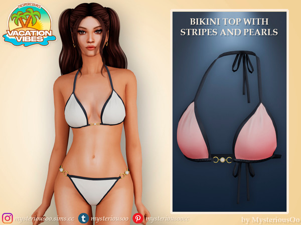 Sims 4 — Vacation Vibes - Bikini top with stripes and pearls by MysteriousOo — Bikini top with stripes and pearls in 8