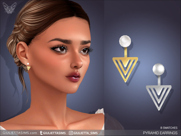 Sims 4 — Pyramid Earrings by feyona — I wanted to create more ear jackets for sims, so here is what I came up with. Hope