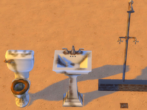 Sims 4 — Grungy Bathroom by QueenAce17 — Recolours of The Patrician, the Old Time Antique Toilet, and the Almost