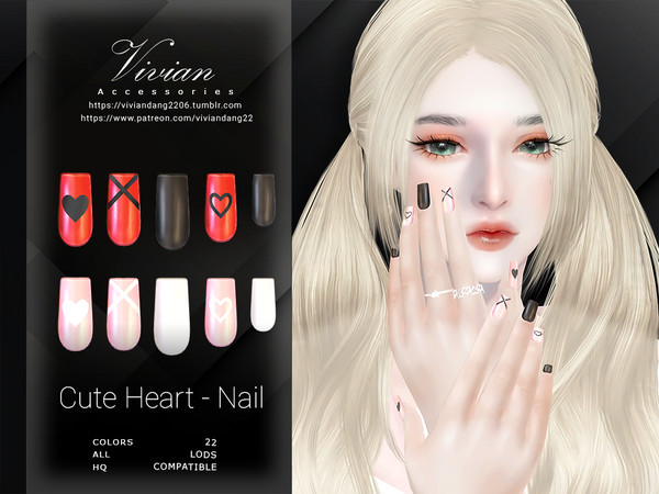 Sims 4 — Cute Heart - Nail by VivianDang — - All new meshes