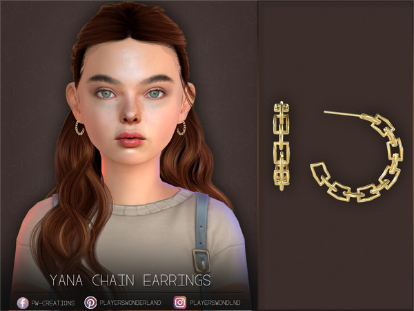 Sims 4 — Yana Chain Earrings by PlayersWonderland — Kids version of my Yana Chain Earrings. - 5 Swatches