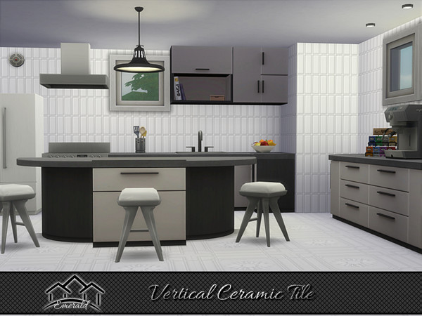 Sims 4 — Vertical Ceramic Tiles 6 by Emerald — Vertical tile is a choice for low maintenance and accent tile for any