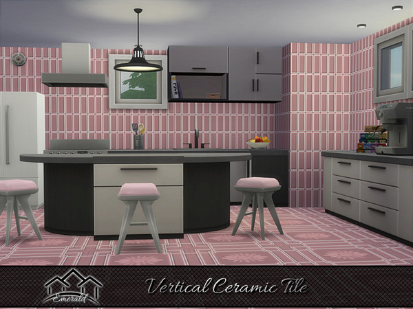 Sims 4 — Vertical Ceramic Tiles 7 by Emerald — Vertical tile is a choice for low maintenance and accent tile for any