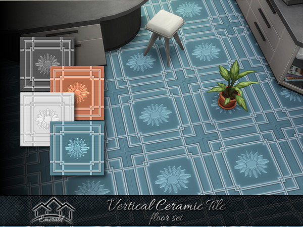 Sims 4 — Vertical Ceramic Tiles floor set by Emerald — Vertical tile is a choice for low maintenance and accent tile for