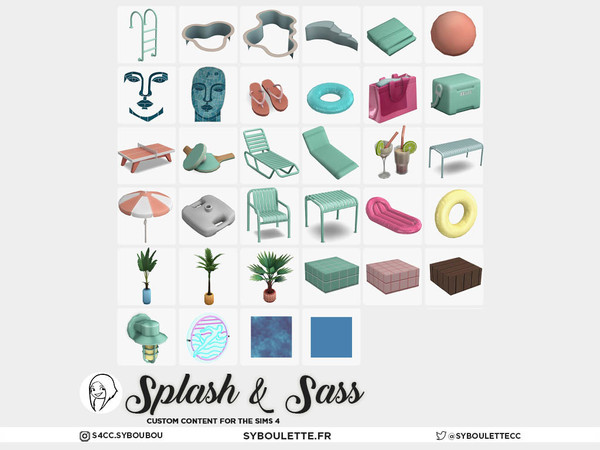 Sims 4 — Splash&Sass Water Dead Calm by Syboubou — Turn up the heat with Splash & Sass, a bold and playful cc set