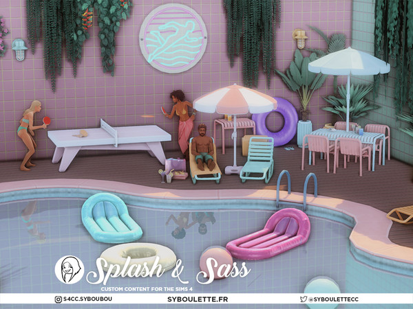 Sims 4 — Splash&Sass - Platform Wooden Deck by Syboubou — Turn up the heat with Splash & Sass, a bold and playful