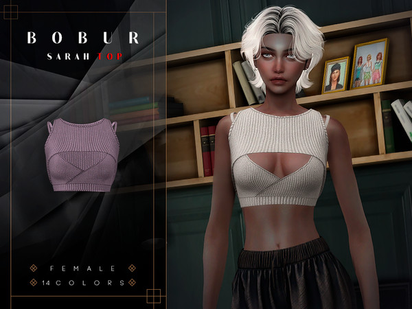 Sims 4 — Sarah Top by Bobur2 — V-neck tank top for female 14 colors I hope you like it