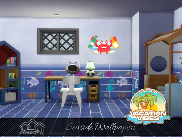 Sims 4 — Seaside Wallpapers 1 by Emerald — Refresh your walls and bring the sea inside your rooms with seaside