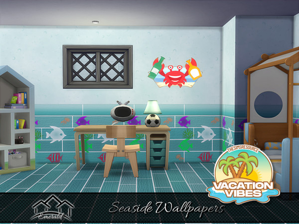 Sims 4 — Seaside Wallpapers 3 by Emerald — Refresh your walls and bring the sea inside your rooms with seaside