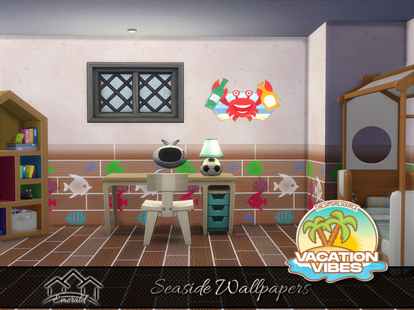 Sims 4 — Seaside Wallpapers 4 by Emerald — Refresh your walls and bring the sea inside your rooms with seaside