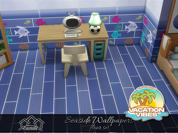 Sims 4 — Seaside Wallpapers floor 1 by Emerald — Refresh your walls and bring the sea inside to your rooms with seaside
