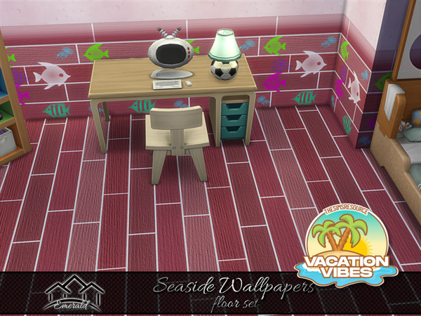 Sims 4 — Seaside Wallpapers floor 2 by Emerald — Refresh your walls and bring the sea inside to your rooms with seaside