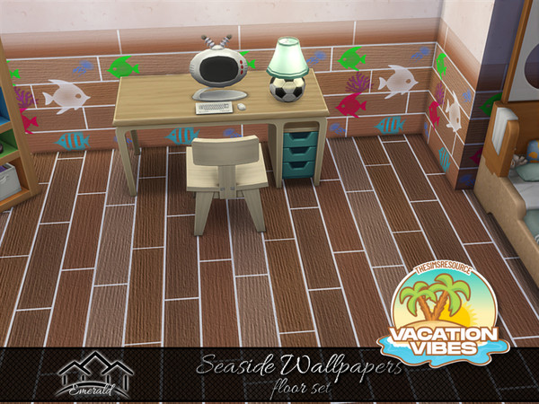 Sims 4 — Seaside Wallpapers floor 4 by Emerald — Refresh your walls and bring the sea inside to your rooms with seaside