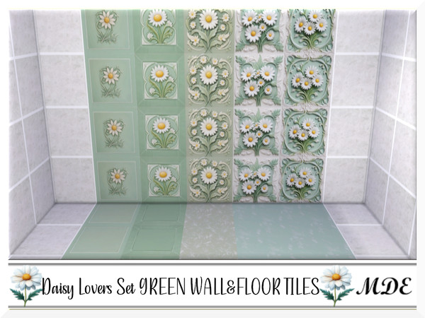 Sims 4 — MDE-Daisy Lovers_Green Floor Tile by MDE — I have created this set for the daisy lovers, there are several