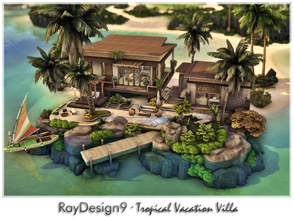 Sims 4 — Tropical Vacation Villa by RayDesign9 — I build this house in Sulani Island, 40x30 lot size with 2 floors. This