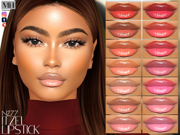 Sims 4 — Itzel Lipstick N127 by MagicHand — Shiny lipgloss in 16 colors - HQ Compatible.