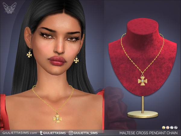 Sims 4 — Maltese Cross Pendant Chain by feyona — Maltese Cross Pendant Chain comes with 4 swatches.