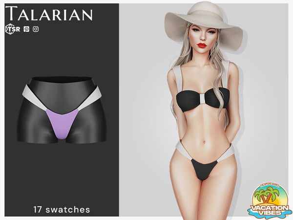 Sims 4 — Faye Bikini Bottom by talarian — High-cut bikini bottoms with bold contrasting side straps, designed to