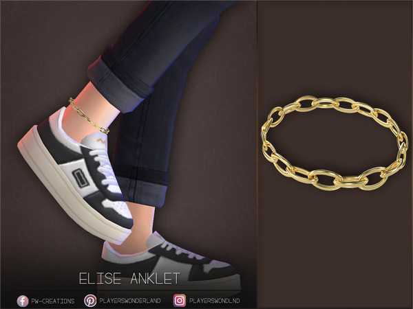Sims 4 — Elise Anklet by PlayersWonderland — A simple bold chain anklet for your SIms. - 5 Swatches