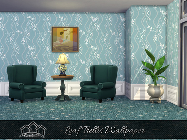 Sims 4 — Leaf Trellis Wallpaper 1 by Emerald — Adds life, movement and giving delight to any space.
