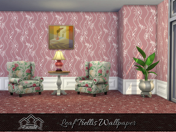 Sims 4 — Leaf Trellis Wallpaper 2 by Emerald — Adds life, movement and giving delight to any space.