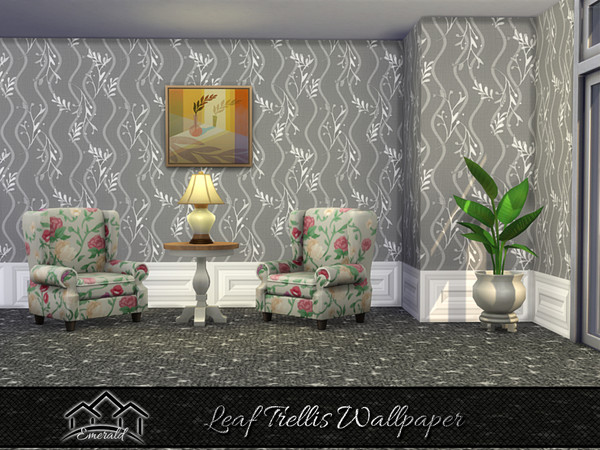 Sims 4 — Leaf Trellis Wallpaper 3 by Emerald — Adds life, movement and giving delight to any space.