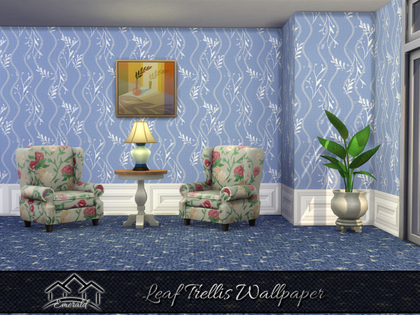 Sims 4 — Leaf Trellis Wallpaper 5 by Emerald — Adds life, movement and giving delight to any space.