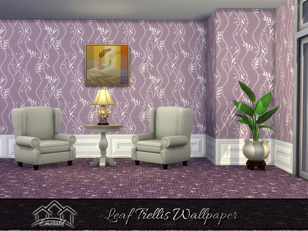 Sims 4 — Leaf Trellis Wallpaper 6 by Emerald — Adds life, movement and giving delight to any space.