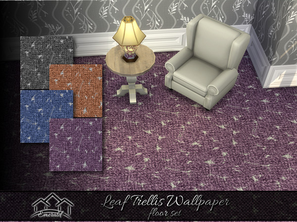 Sims 4 — Leaf Trellis Wallpaper floor set by Emerald — Adds life, movement and giving delight to any space.(floor set)