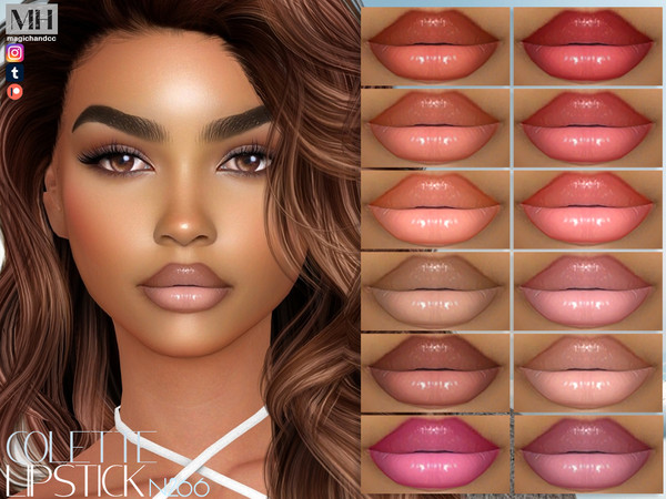 Sims 4 — [Patreon] Colette Lipstick N266 by MagicHand — Soft Shine Lip Glaze in 18 colors - HQ Compatible.