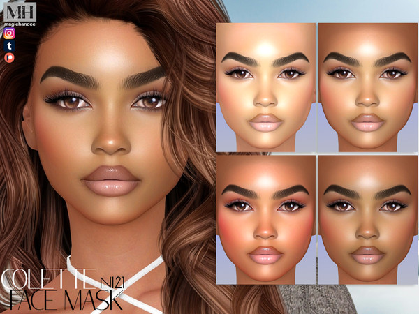 Sims 4 — [Patreon] Colette Face Mask N121 by MagicHand — Radiance beauty face in 6 skin color variations - HQ Compatible.