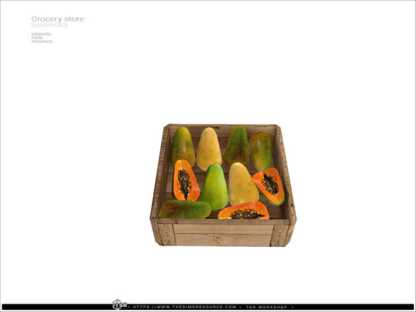 Sims 4 — Grocery store - papays box by Severinka_ — Papayas in wood box From the set 'Grocery store - fruits' Build / Bay
