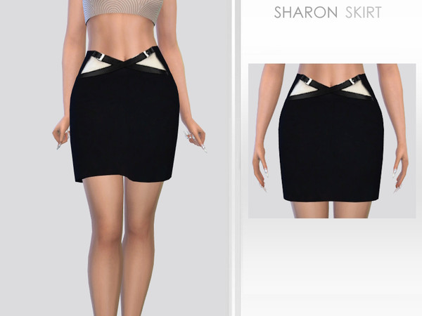 Sims 4 — Sharon Skirt by Puresim — Black skirt for female sims