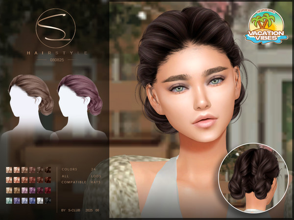 Sims 4 — (VACATION VIBES)S-Club_080825_double braids updo hairstyle by S-Club — double braids updo hairstyle hope you