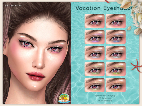 Sims 4 — Vacation Eyesahdow by Lisaminicatsims — -Eyeshadow category -HQ comatble -10 swatches
