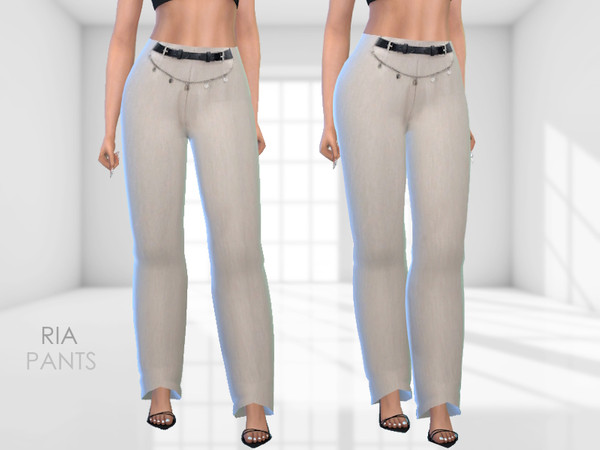 Sims 4 — Ria Pants by Puresim — Female pants with a belt