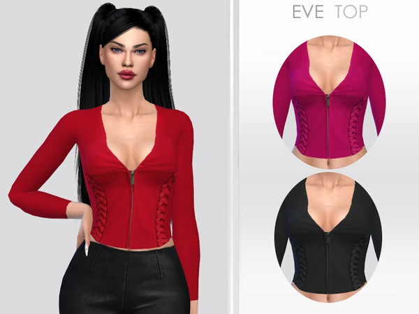 Sims 4 — Eve Top by Puresim — Long sleeves top in 3 swatches