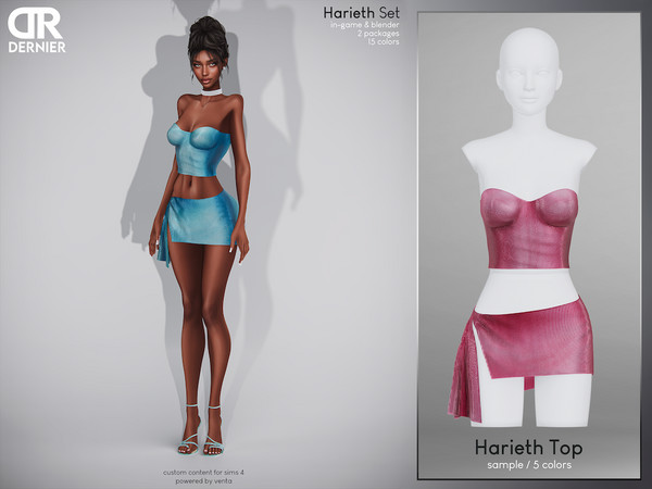 Sims 4 — DERNIER - Harieth Top by VentaStudio — - 5 Swatches (15 Swatches on Patreon)