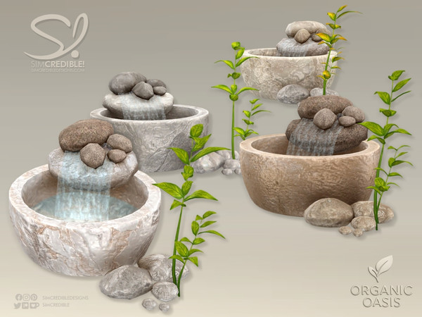 Sims 4 — Organic Oasis Hotel Suite - Fountain by SIMcredible! — All objects shown in the Organic Oasis previews are part