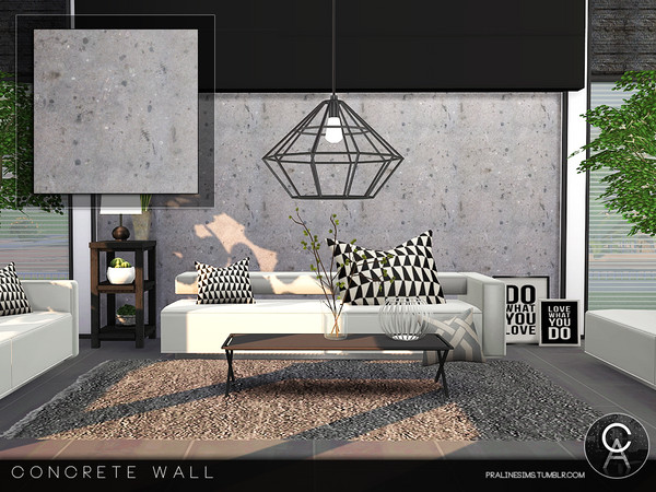 Sims 4 — Concrete Wall by Pralinesims — By Pralinesims