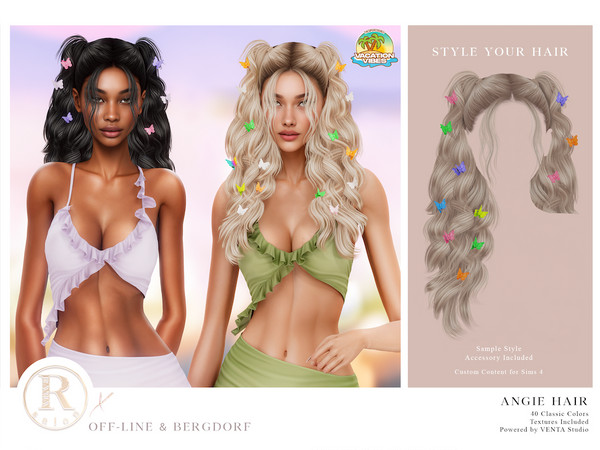 Sims 4 — RAMA - Angie Hair by VentaStudio — 40 Colors