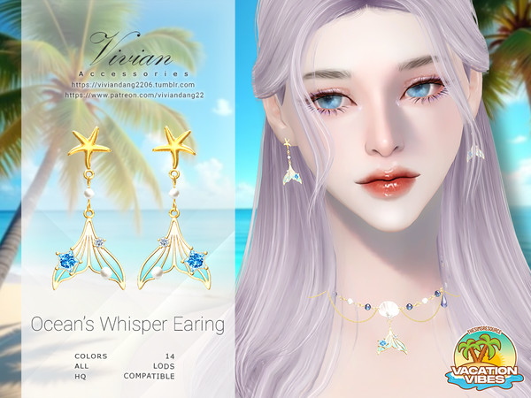 Sims 4 — Ocean Whisper - Earing by VivianDang — - All new meshes