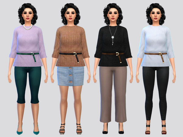 Sims 4 — Newbie Belted Blouse (REQUEST) by McLayneSims — TSR EXCLUSIVE