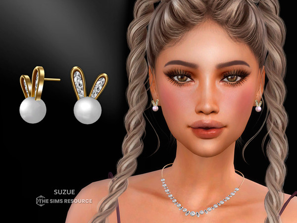 Sims 4 — Rabbit Earrings by Suzue — New Mesh (Suzue)
