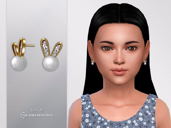 Sims 4 — Rabbit Earrings Child by Suzue — New Mesh (Suzue)