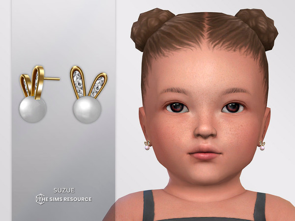 Sims 4 — Rabbit Earrings Infant by Suzue — New Mesh (Suzue)
