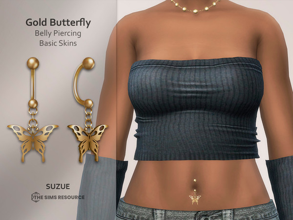Sims 4 — GoldButterfly Belly Piercing Basic Skins by Suzue — New Mesh (Suzue)