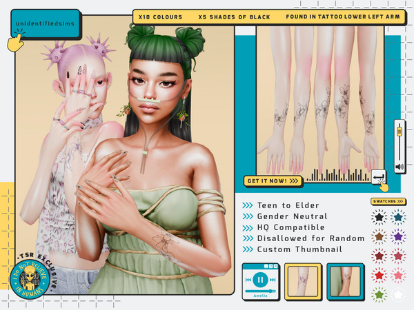 Sims 4 — Amelia Tattoo by unidentifiedsims — 10 Colours