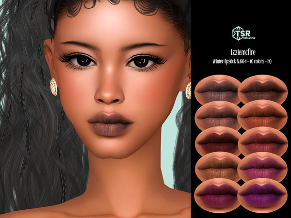 Sims 4 — IMF Winter Lipstick N.664 by IzzieMcFire — Winter Lipstick N.664 contains 10 colors in hq texture. Standalone